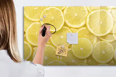 Pizarra de cristal con imanes borrable diseño rodajas de limón
