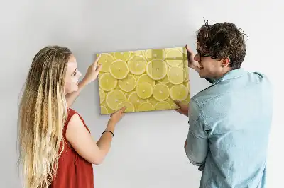 Pizarra de cristal con imanes borrable diseño rodajas de limón