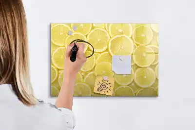 Pizarra de cristal con imanes borrable diseño rodajas de limón