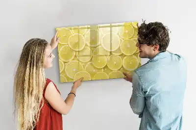 Pizarra de cristal con imanes borrable diseño rodajas de limón
