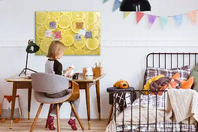 Pizarra de cristal con imanes borrable diseño rodajas de limón