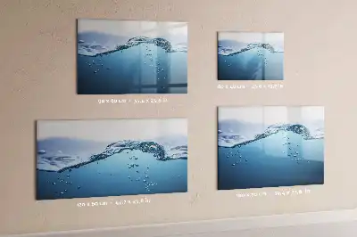 Pizarra borrable de cristal con imanes detalle de agua