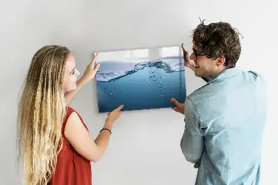 Pizarra borrable de cristal con imanes detalle de agua