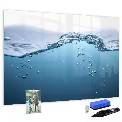 Pizarra borrable de cristal con imanes detalle de agua