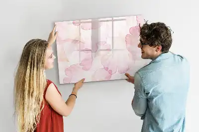 Pizarra borrable de cristal con imanes diseño de pétalos en acuarela