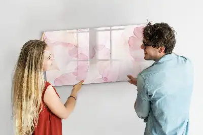 Pizarra borrable de cristal con imanes diseño de pétalos en acuarela