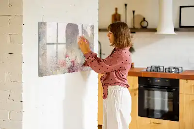 Pizarra magnética de pared con rotulador modelo con diseño de abstracción pintada