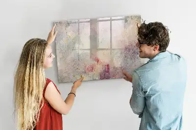 Pizarra magnética de pared con rotulador modelo con diseño de abstracción pintada