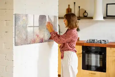 Pizarra magnética de pared con rotulador modelo con diseño de abstracción pintada