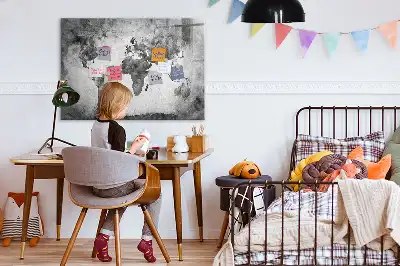 Mapa del mundo pizarra magnética de pared con rotulador