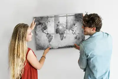 Mapa del mundo pizarra magnética de pared con rotulador