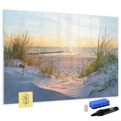 Pizarra magnética de pared con rotulador diseño de atardecer en la playa