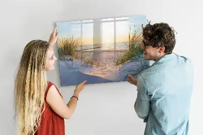 Pizarra magnética de pared con rotulador diseño de atardecer en la playa