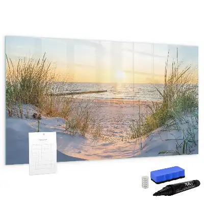 Pizarra magnética de pared con rotulador diseño de atardecer en la playa