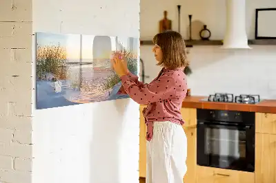 Pizarra magnética de pared con rotulador diseño de atardecer en la playa
