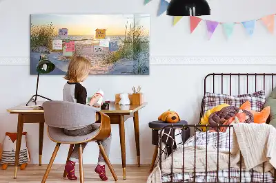 Pizarra magnética de pared con rotulador diseño de atardecer en la playa