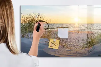 Pizarra magnética de pared con rotulador diseño de atardecer en la playa