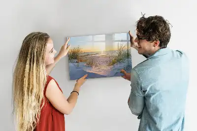 Pizarra magnética de pared con rotulador diseño de atardecer en la playa
