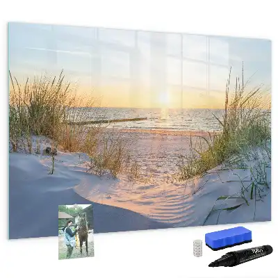 Pizarra magnética de pared con rotulador diseño de atardecer en la playa