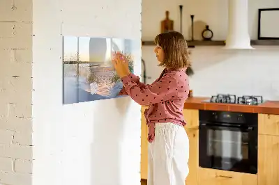 Pizarra magnética de pared con rotulador diseño de atardecer en la playa
