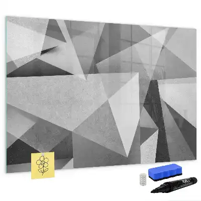 Pizarra de cristal magnética borrable diseño abstracción 3D
