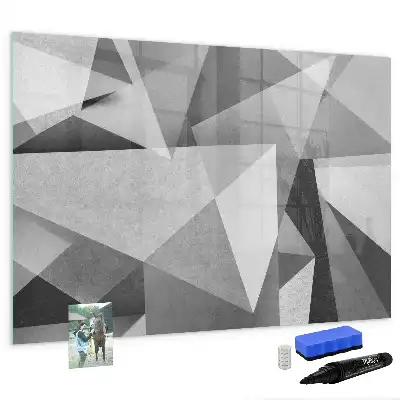 Pizarra de cristal magnética borrable diseño abstracción 3D
