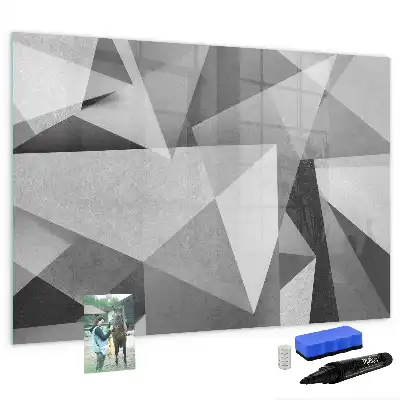 Pizarra de cristal magnética borrable diseño abstracción 3D