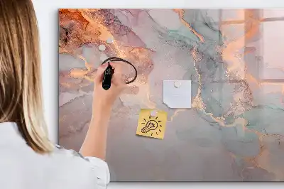 Pizarra magnética de pared con rotulador diseño de mármol decorativo