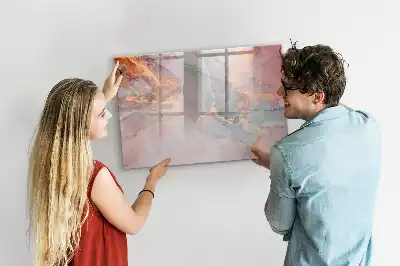 Pizarra magnética de pared con rotulador diseño de mármol decorativo