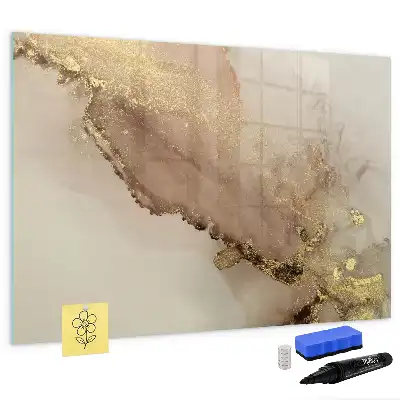 Pizarra borrable de cristal con imanes diseño en mármol dorado