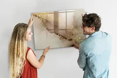 Pizarra borrable de cristal con imanes diseño en mármol dorado