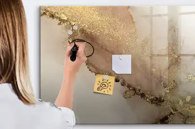 Pizarra borrable de cristal con imanes diseño en mármol dorado