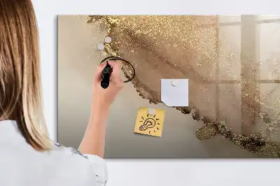 Pizarra borrable de cristal con imanes diseño en mármol dorado