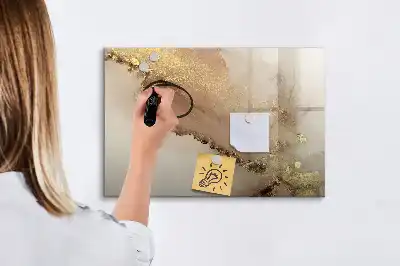 Pizarra borrable de cristal con imanes diseño en mármol dorado