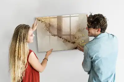 Pizarra borrable de cristal con imanes diseño en mármol dorado