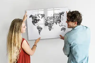 Mapa del mundo pizarra borrable de cristal con imanes