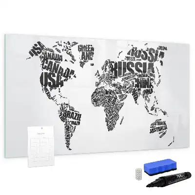 Mapa del mundo pizarra borrable de cristal con imanes