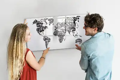 Mapa del mundo pizarra borrable de cristal con imanes