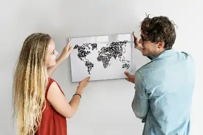 Mapa del mundo pizarra borrable de cristal con imanes