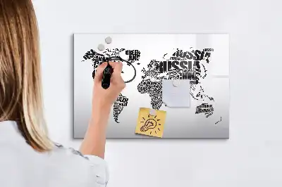 Mapa del mundo pizarra borrable de cristal con imanes