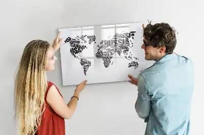 Mapa del mundo pizarra borrable de cristal con imanes