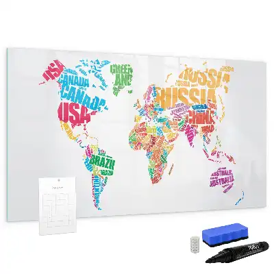 Pizarra magnética de pared con rotulador diseño de nombres de países coloridos
