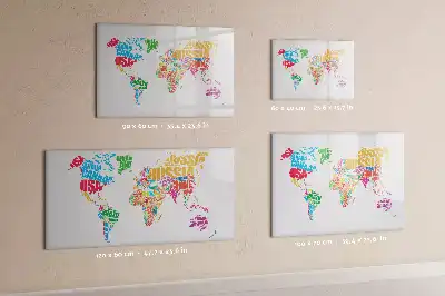 Pizarra magnética de pared con rotulador diseño de nombres de países coloridos