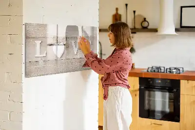 Pizarra borrable de cristal con imanes diseño texto amor