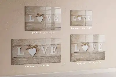 Pizarra borrable de cristal con imanes diseño texto amor