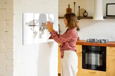 Pizarra borrable de cristal con imanes mapa con letras coloridas
