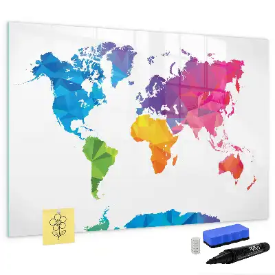 Pizarra magnética de pared con rotulador diseño de mapa del mundo abstracto
