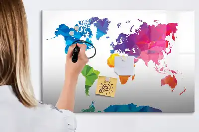 Pizarra magnética de pared con rotulador diseño de mapa del mundo abstracto