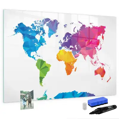 Pizarra magnética de pared con rotulador diseño de mapa del mundo abstracto