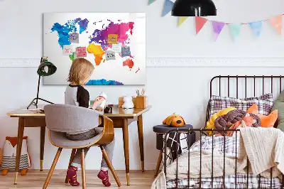 Pizarra magnética de pared con rotulador diseño de mapa del mundo abstracto